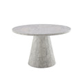 Kacey - Natural Engineered Stone Round Dining Table - Stone Gray