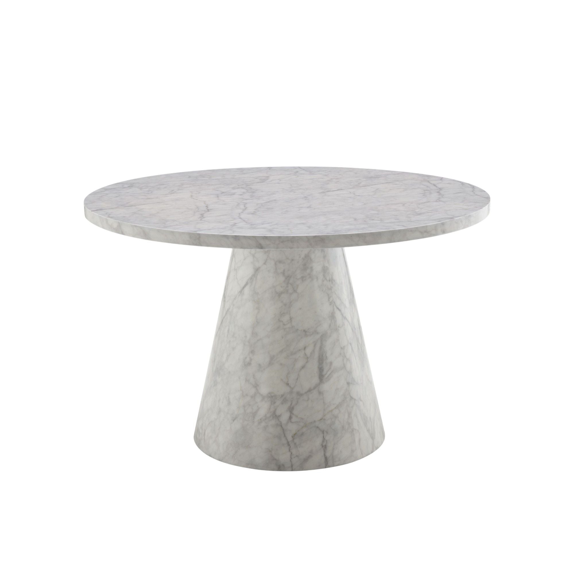 Kacey - Natural Engineered Stone Round Dining Table - Stone Gray