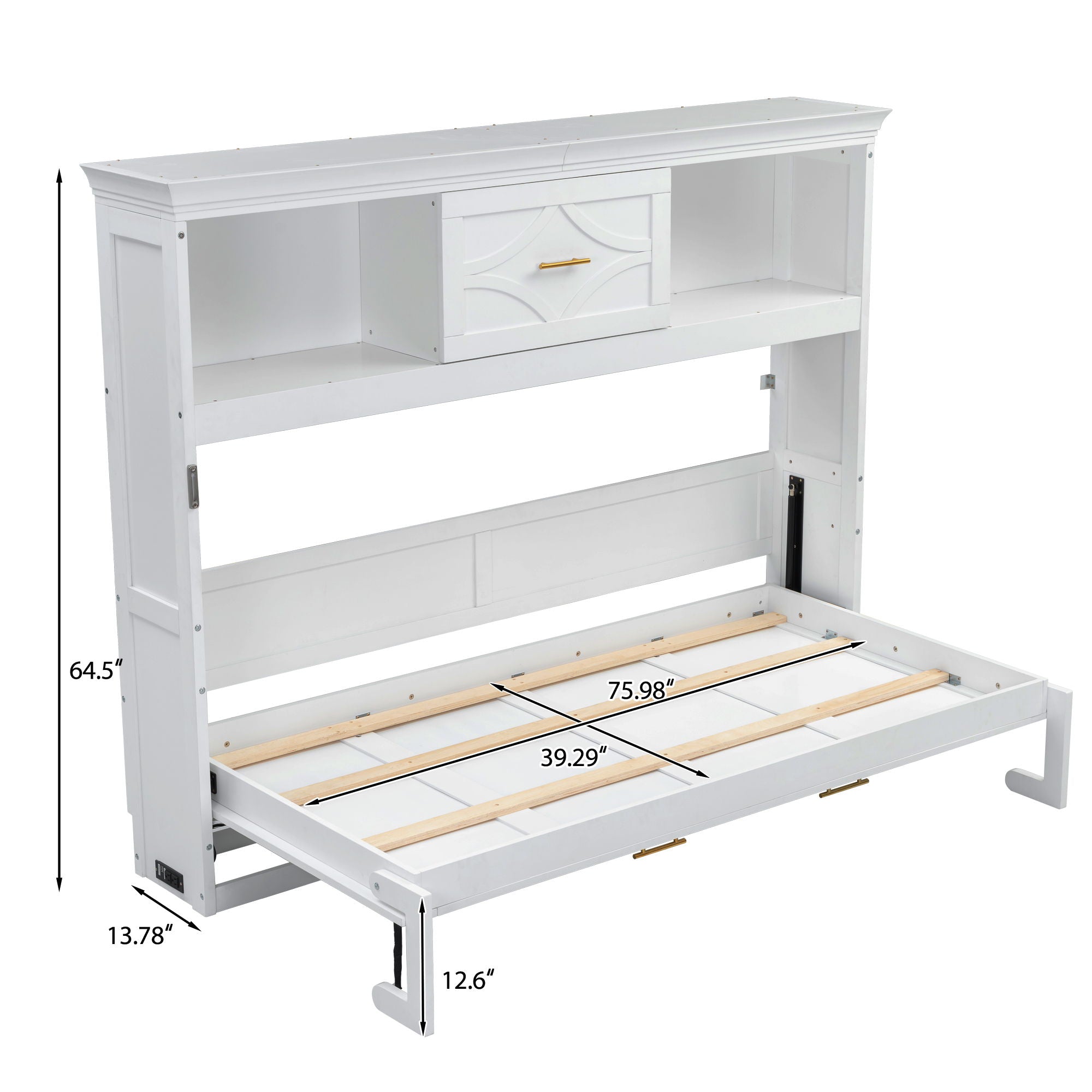 Murphy Bed With Charging Station and Drawer