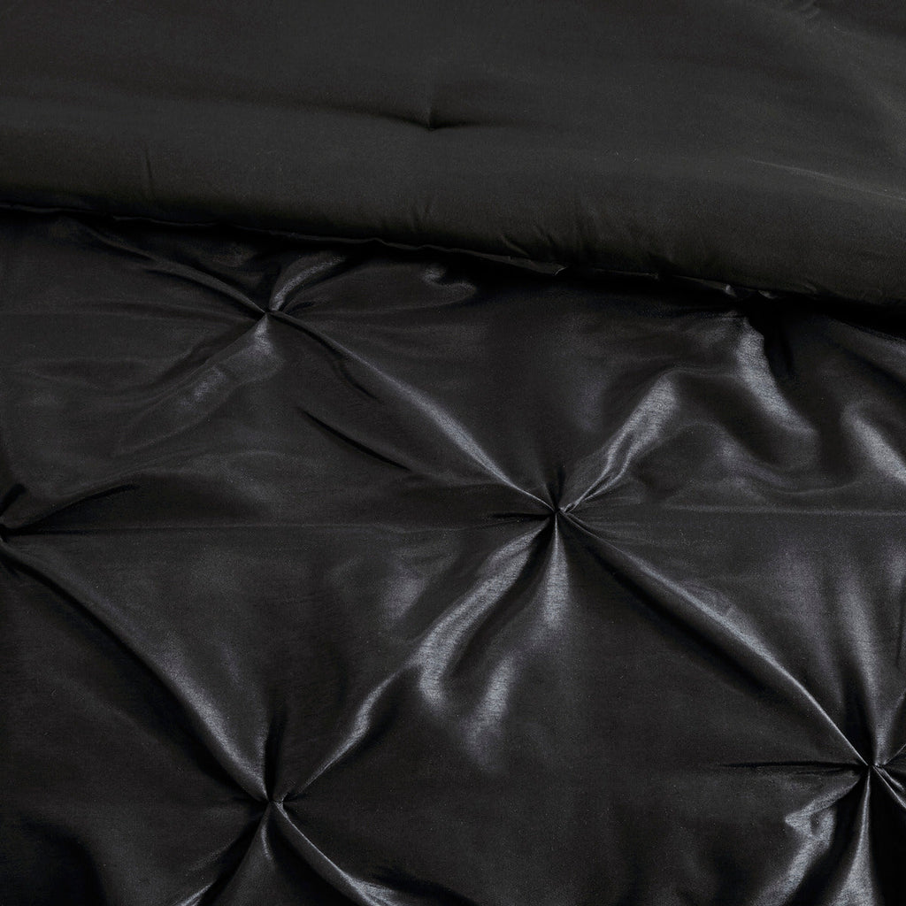 7 Piece Tufted Comforter Set Black Queen