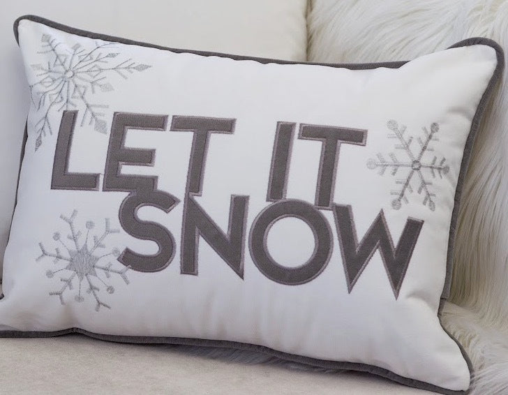 Nneka Let It Snow White Velvet Lumbar Pillow with Insert 14x20