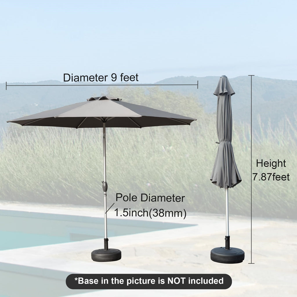 9FT Patio Umbrella, Outdoor Table Umbrella with Push Button Tilt and Crank, UV Protection Waterproof Market Sun Umbrella