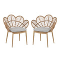 Kirk Outdoor Wicker Peacock Shape Papasan Style Chair Set of 2