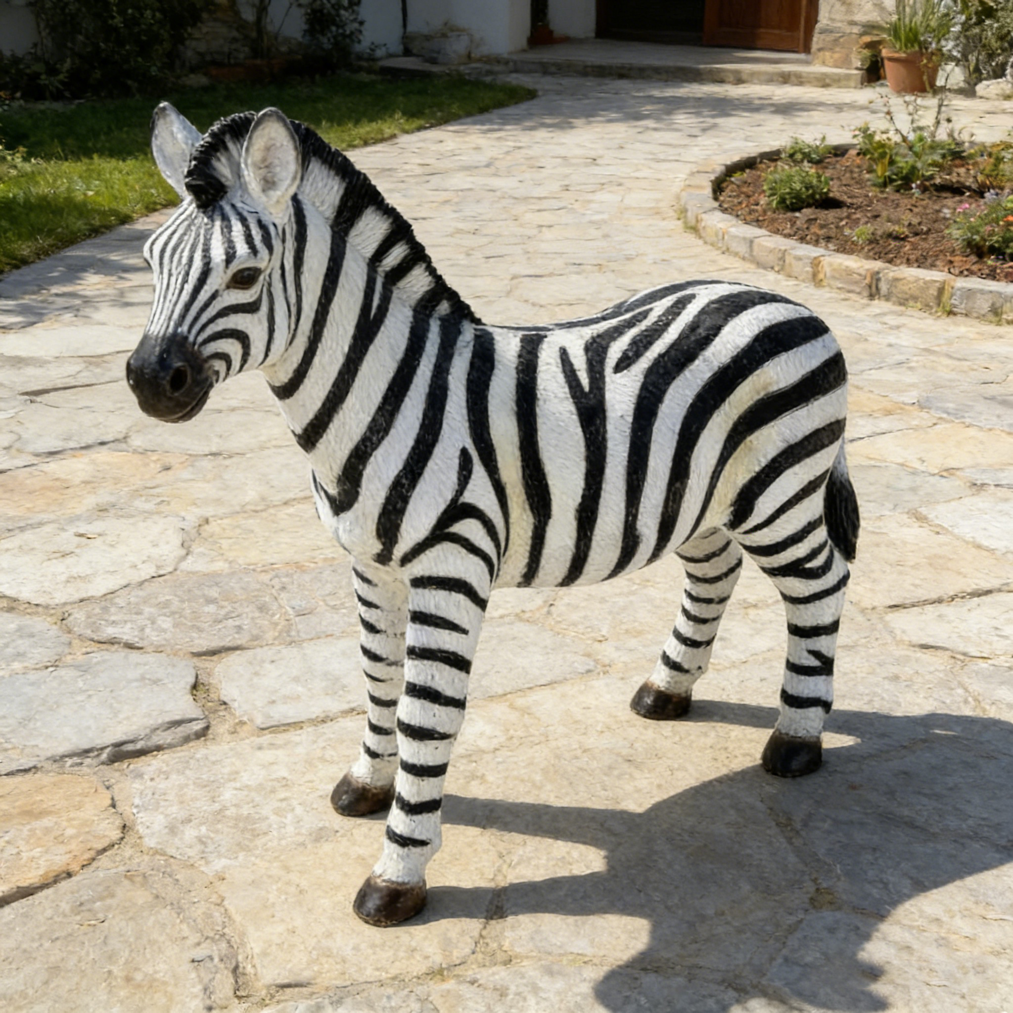 18.31" H x 19.49" L Simulated Zebra Garden Statue