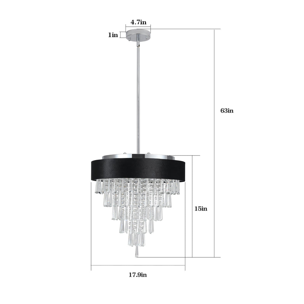 18-inch Modern Crystal Chandelier with Black Velvet Shade