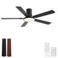 Flush Mount Ceiling Fans With LED Light And Remote Control, 5 Blades