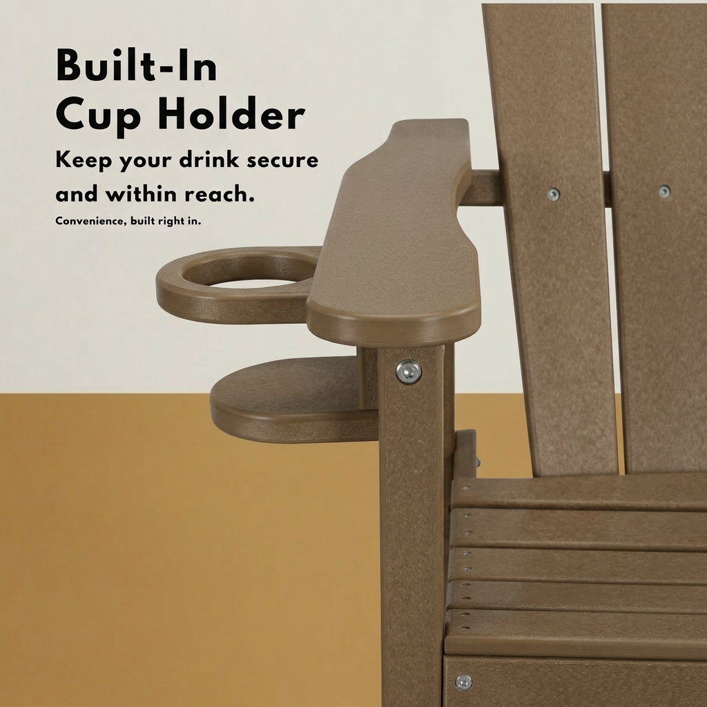 HDPE Bar Height Adirondack Chair with Cup Holder