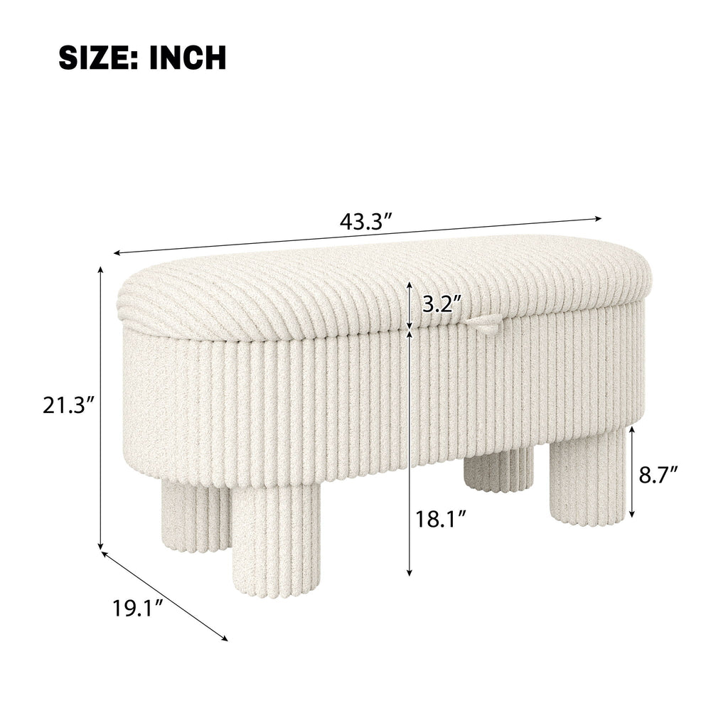 Storage Ottoman Upholstered Bench With Lift-Top Storage