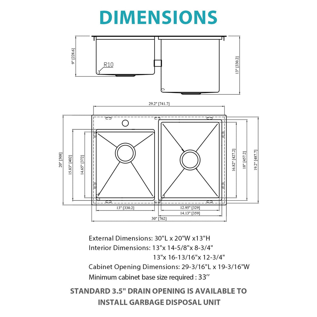 Outdoor Double Bowl Drop In Sink With Workstation - Brushed Nickel