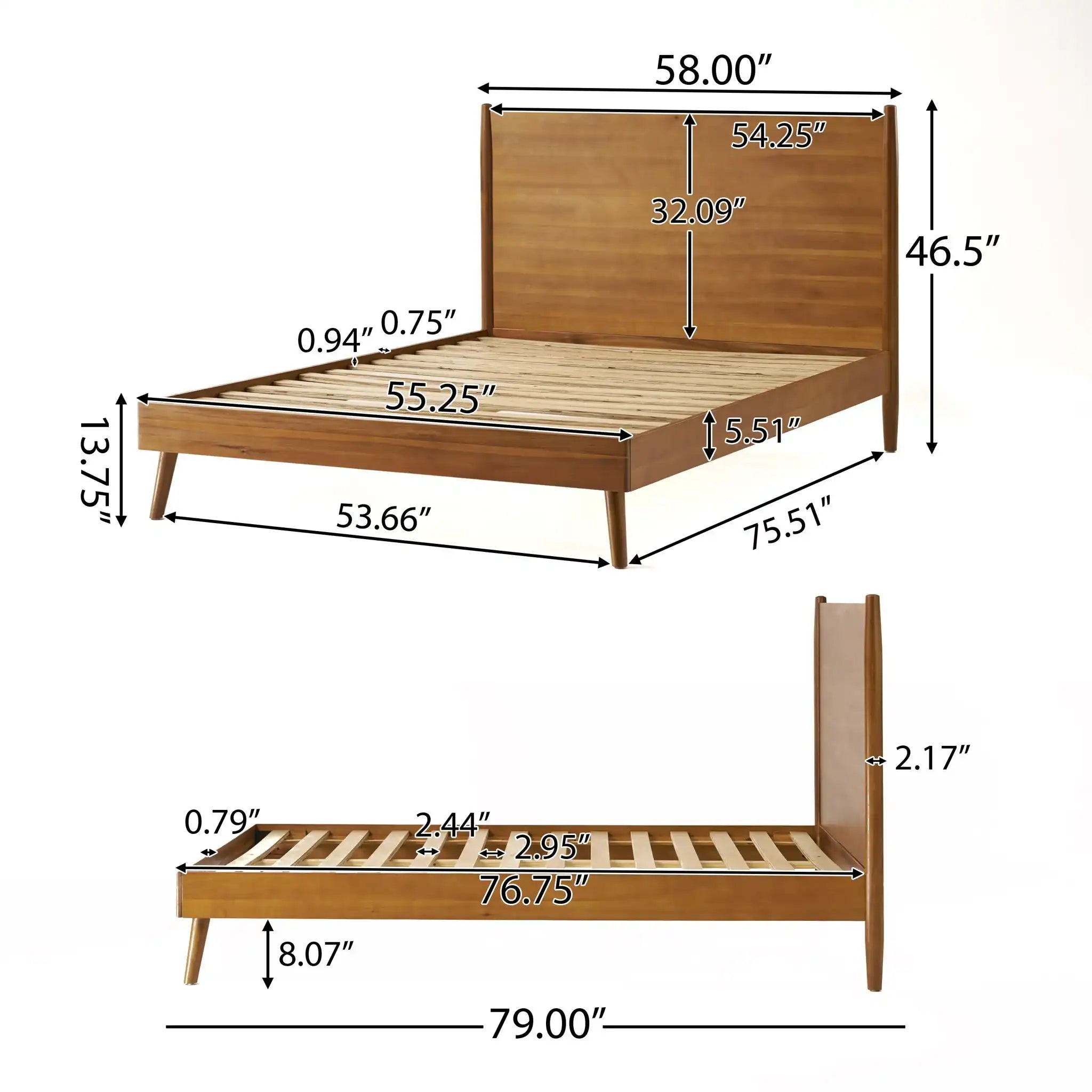 Okioki Mid-Century Wood Bed