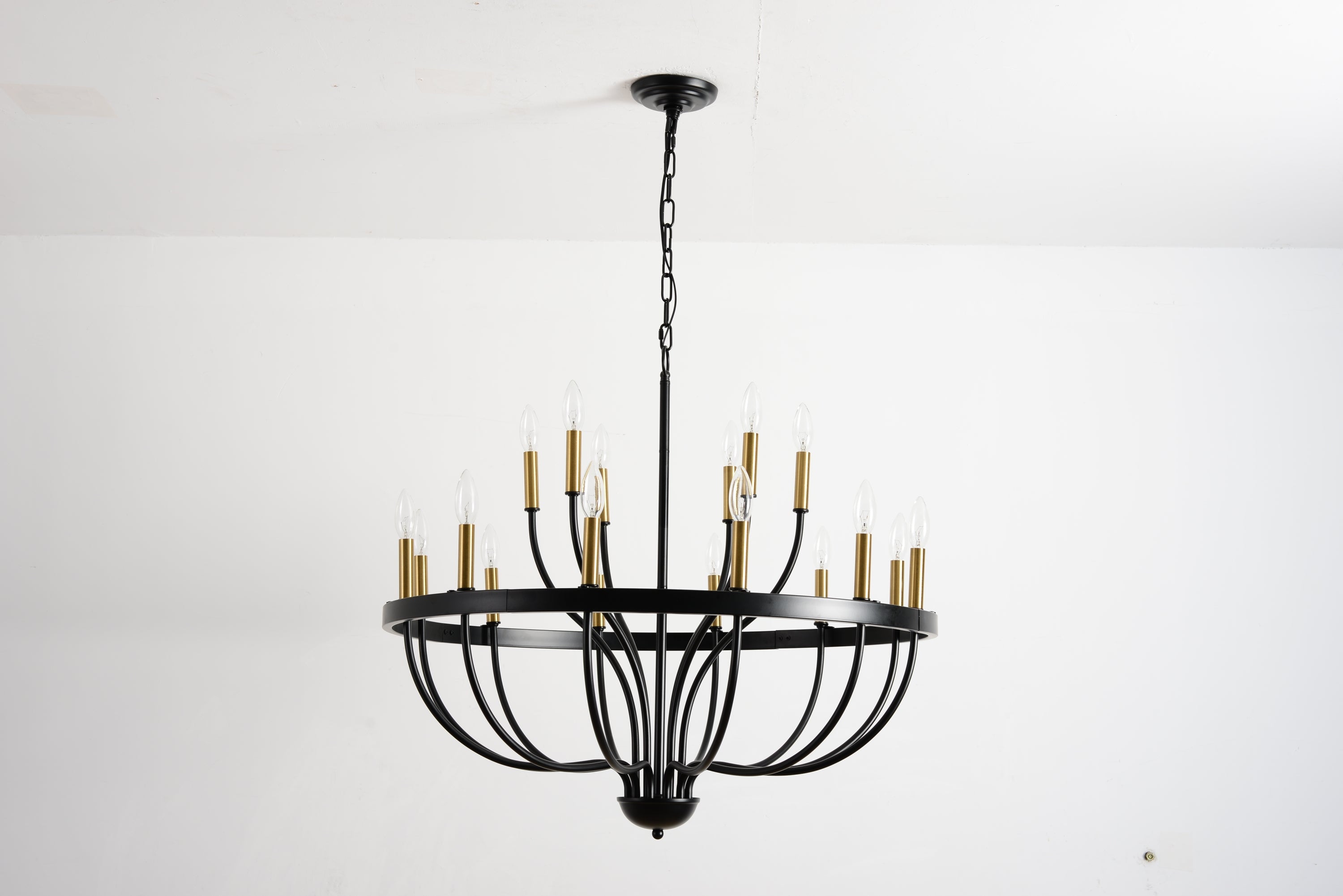 15-Light Industrial Iron Candle Chandelier Modern Farmhouse Pendant Light