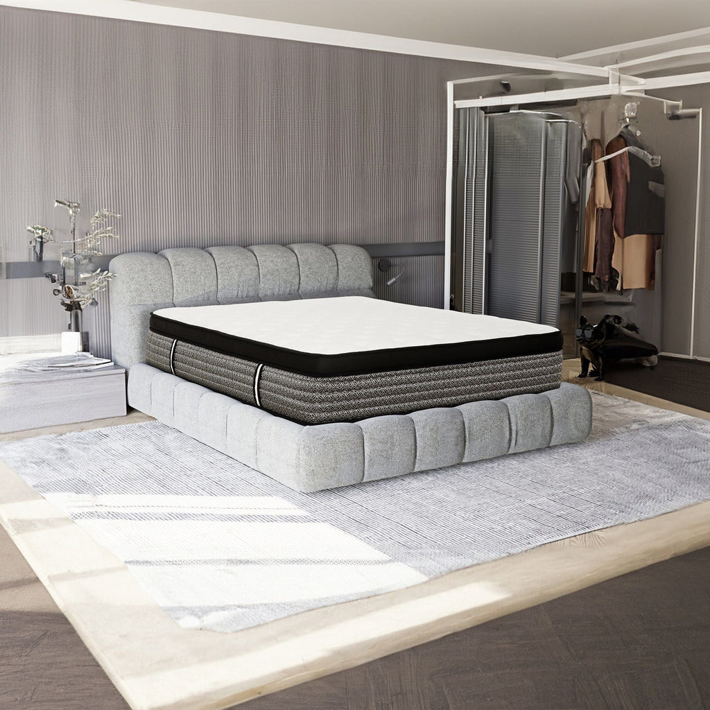 16" Premium Hybrid Mattress In A Box Plush Gel Memory Foam Top With Cooling Technology - Gray / White - Queen