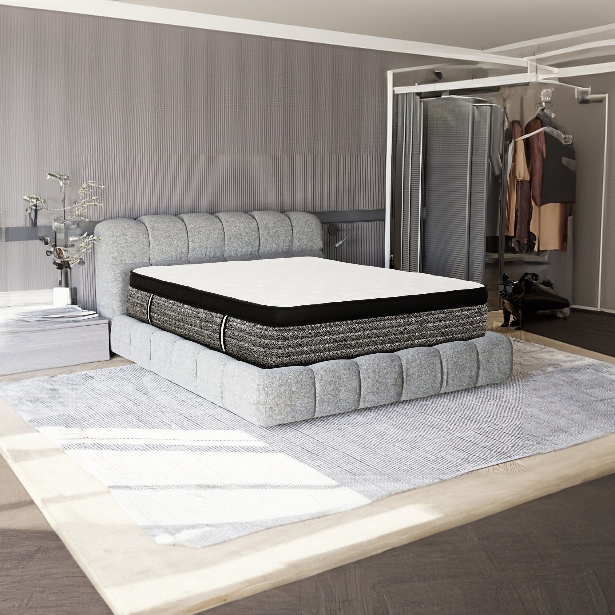 16" Premium Hybrid Mattress In A Box Plush Gel Memory Foam Top With Cooling Technology - Gray / White - Queen