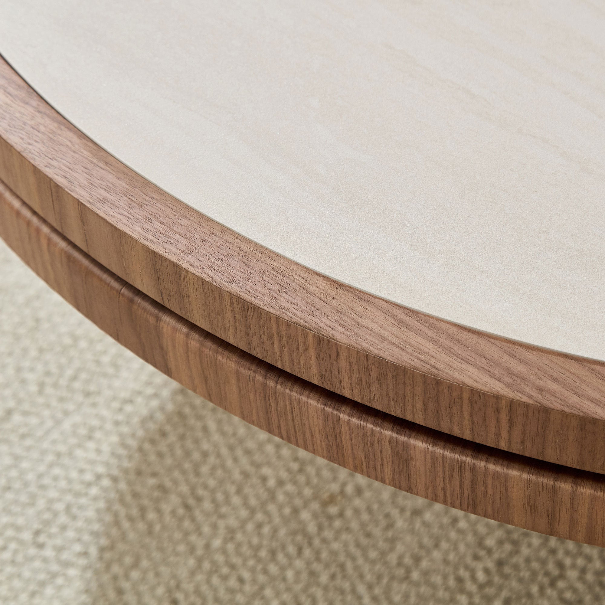 35.43 Inch Coffee Table with Sintered Stone Tabletop in Walnut