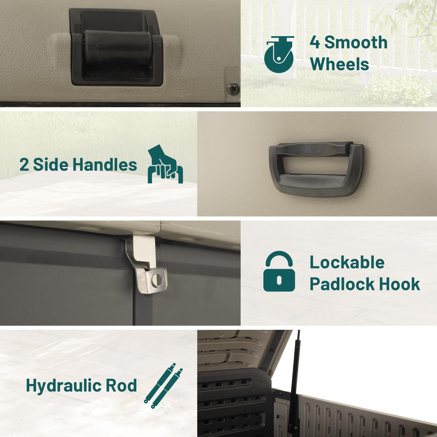 200 Gallon Plastic Deck Box with Lock and Waterproof Lid