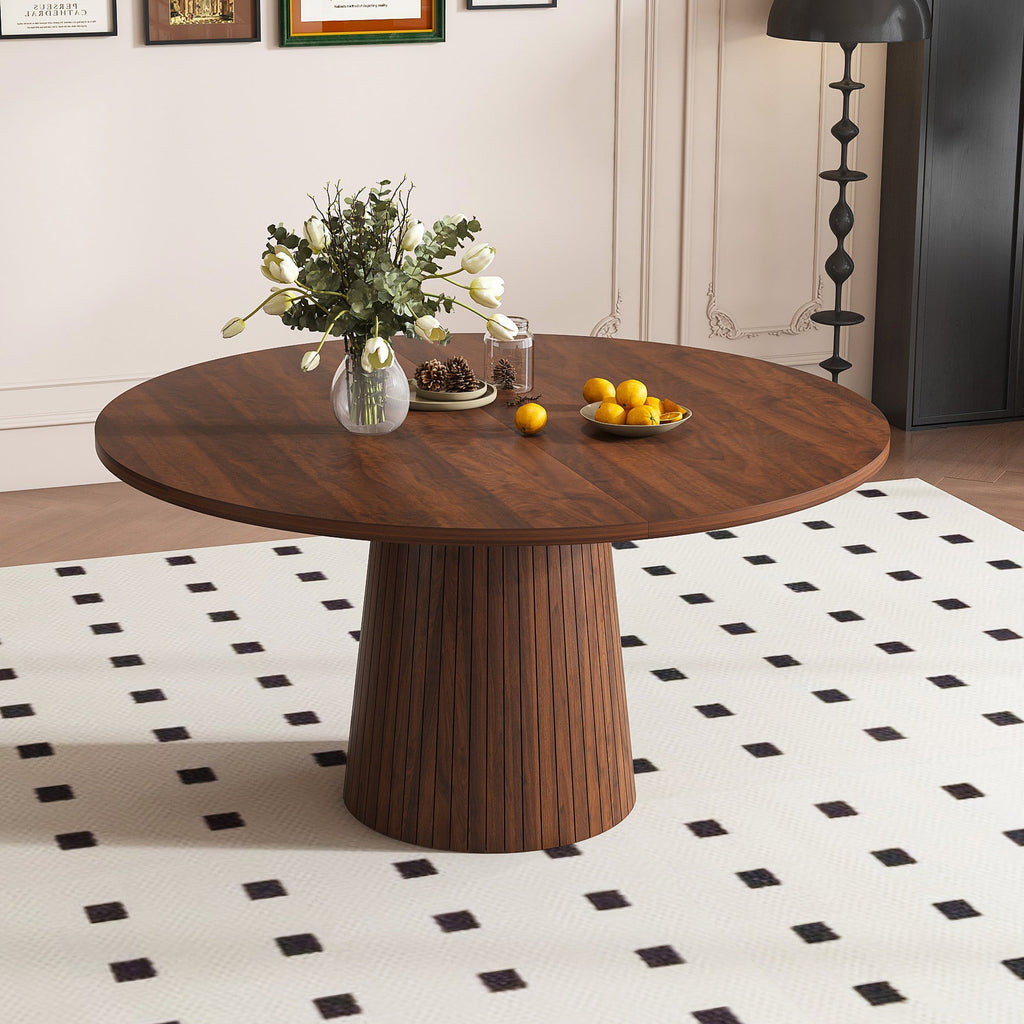 47 Inch Round MDF Dining Table for 4, Modern Farmhouse Style