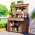 Topmax 65.7'' Tall Garden Potting Bench Table with Hutch