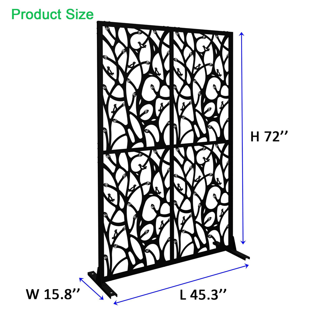 Metal Privacy Screen 3.8 Ft W x 6 Ft H Indoor Outdoor Divider
