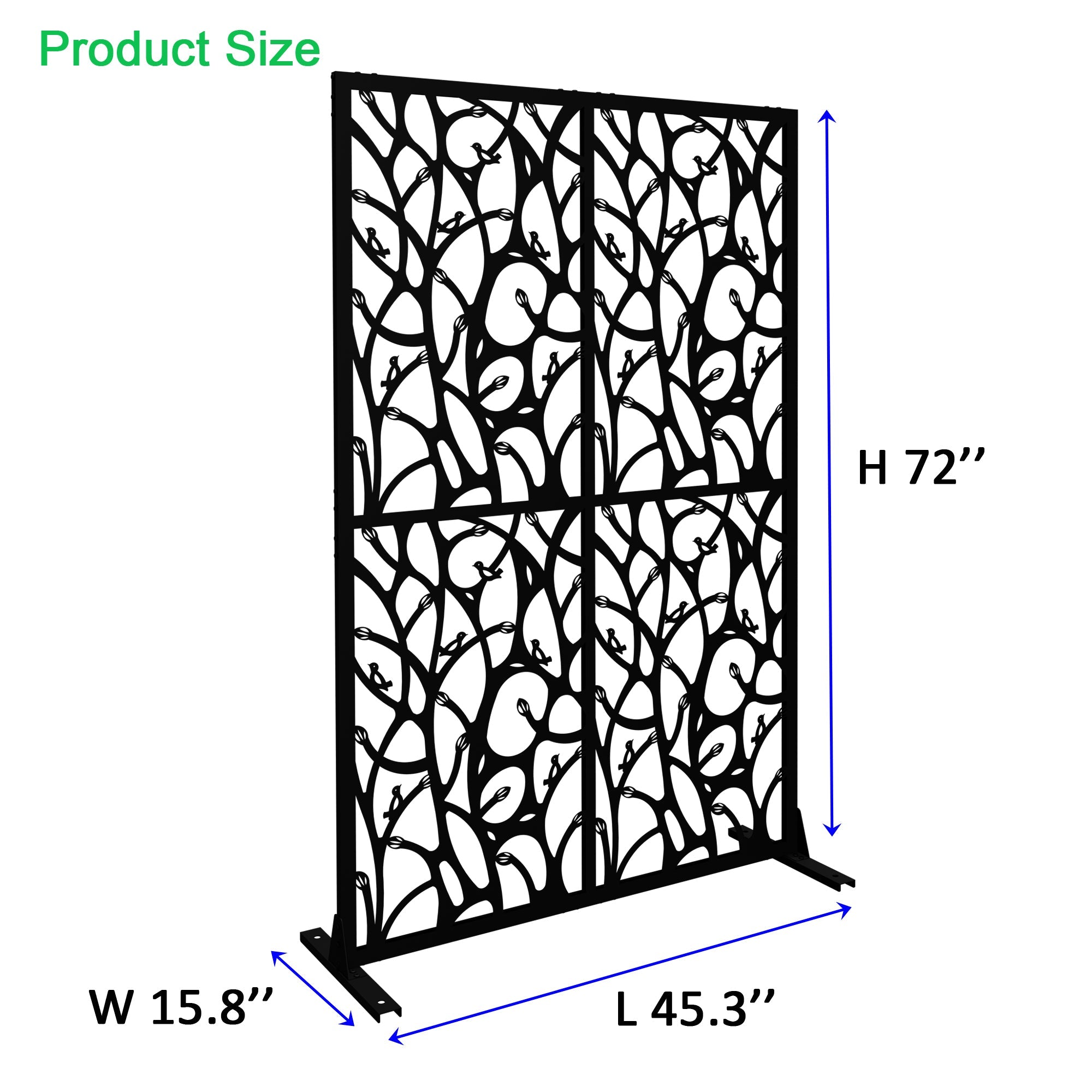 Metal Privacy Screen 3.8 Ft W x 6 Ft H Indoor Outdoor Divider