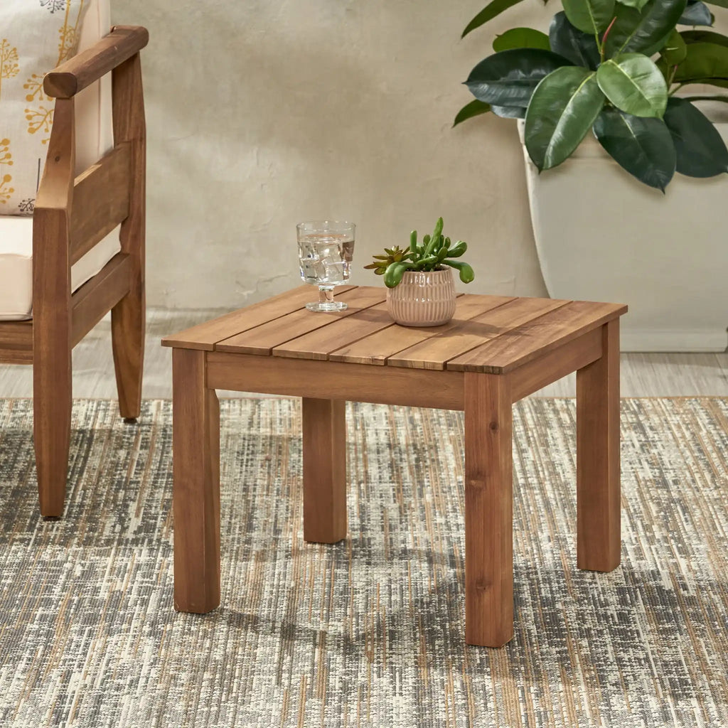 Halcyon Outdoor Side Table With Slat Design