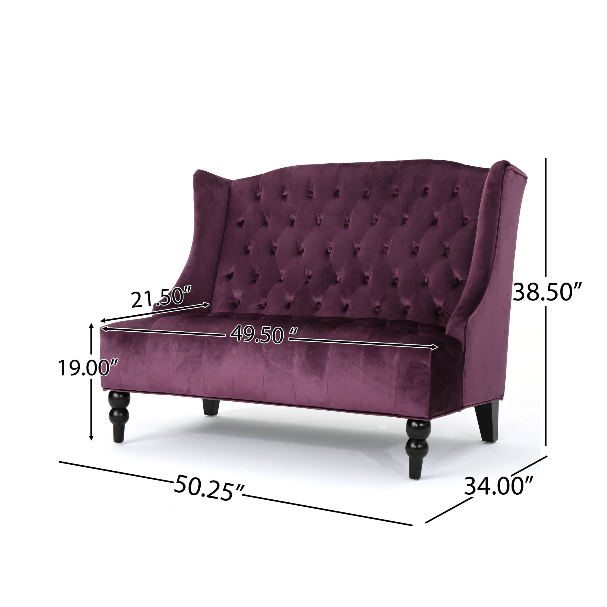 Nurturing Upholstered Loveseat With Wing Back And Diamond Tufting