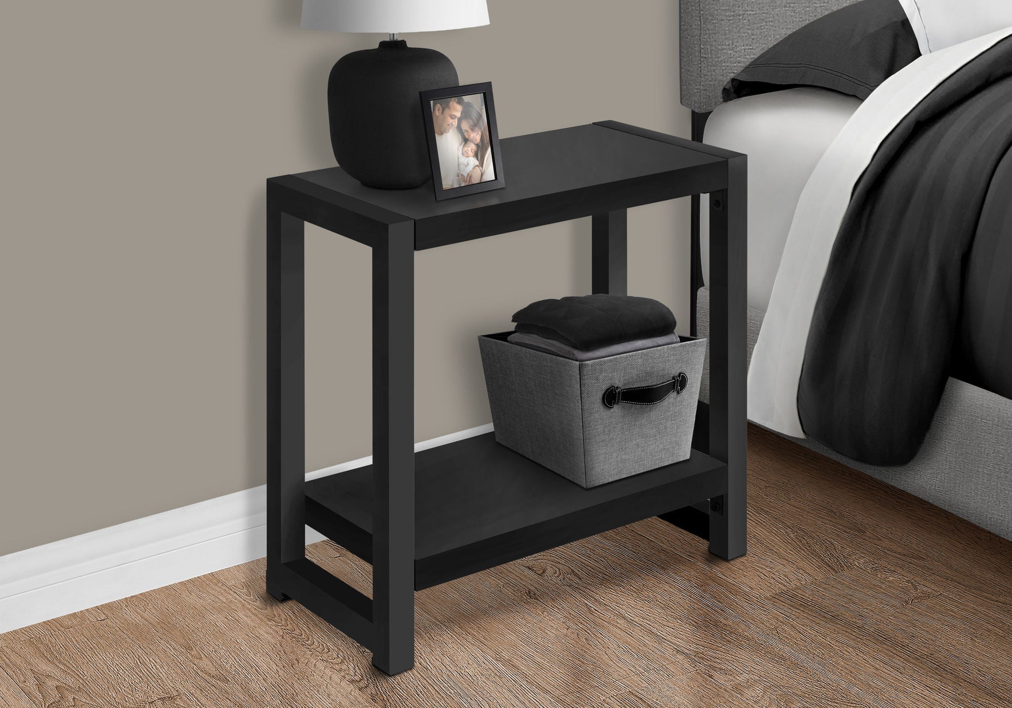 Accent Side Table Narrow Small 2-Tier Contemporary Modern