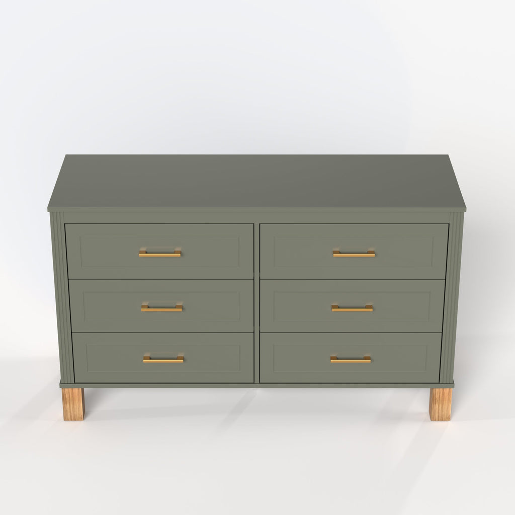 6-Drawer Double Dresser in Olive