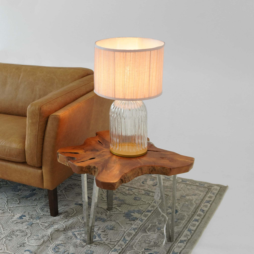 Nordic Home Romantic Solid Wood Table Lamp with LED Nebulis in Gold - Clear and Pink