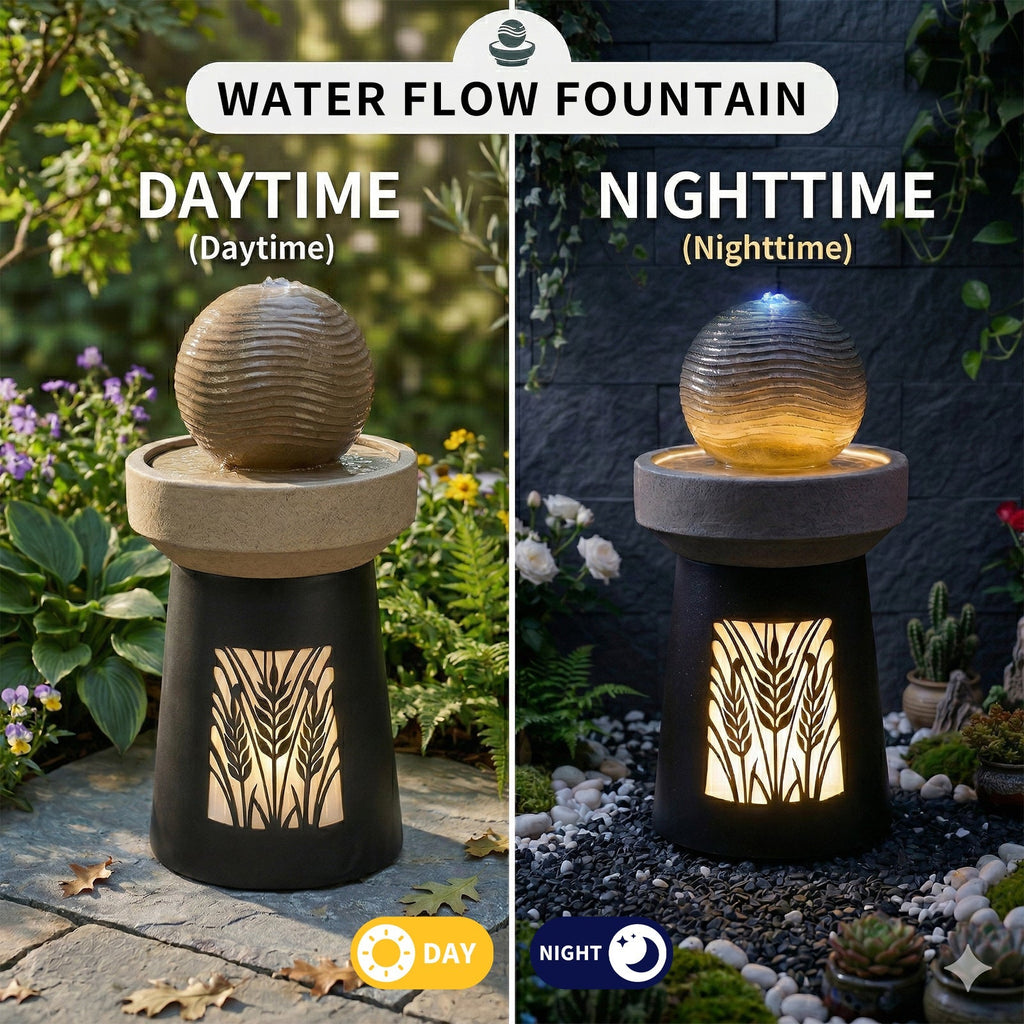 Outdoor Garden Lantern Light with Warm LED Leaf Silhouette