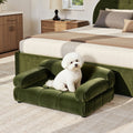 Marcel Upholstered Modern Small to Medium Pet Bed For Dogs and Cats Olive Green Velvet