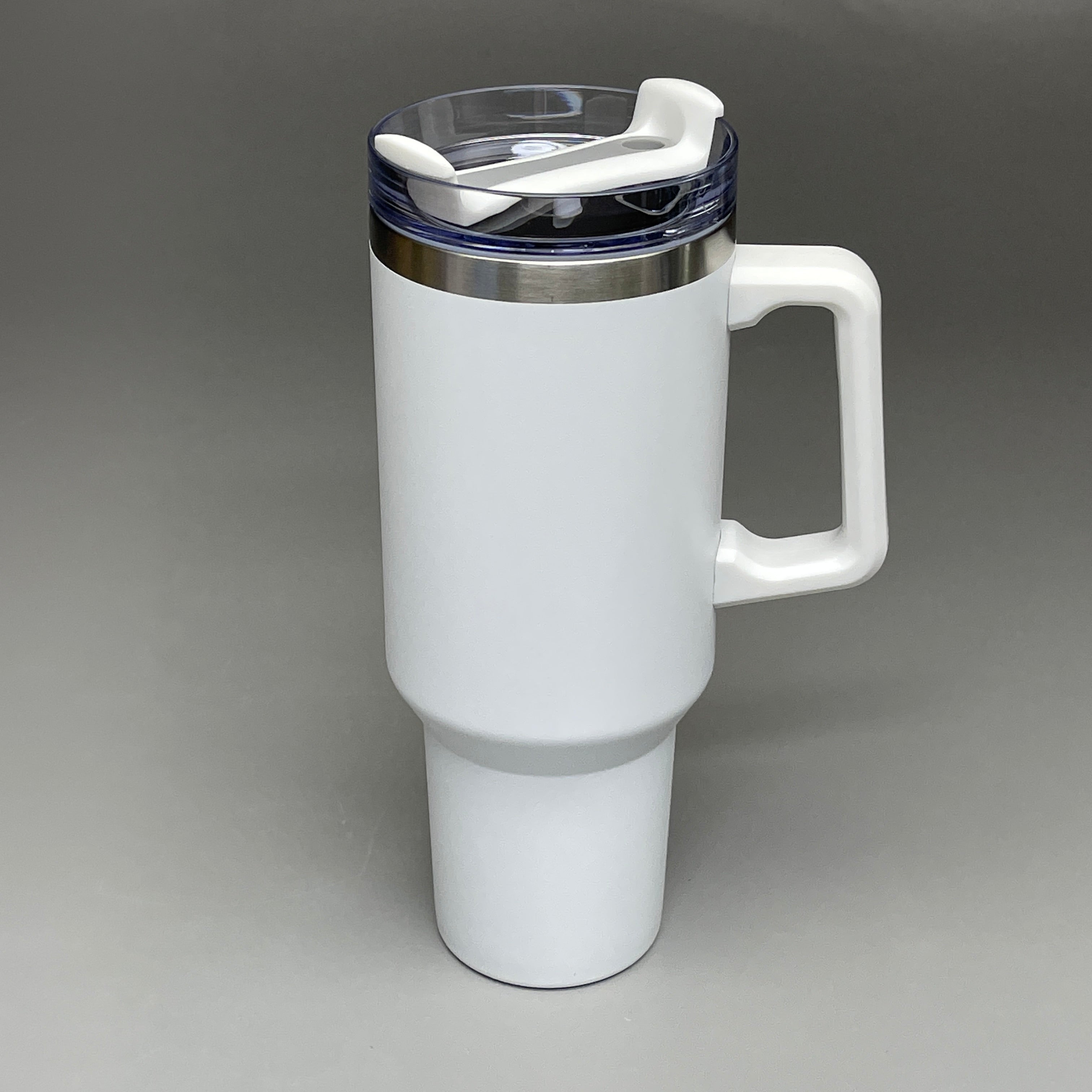 Z@ TUMBLER Insulated Stainless Steel Travel Mug w/ Lid Handle Straw 40 oz White