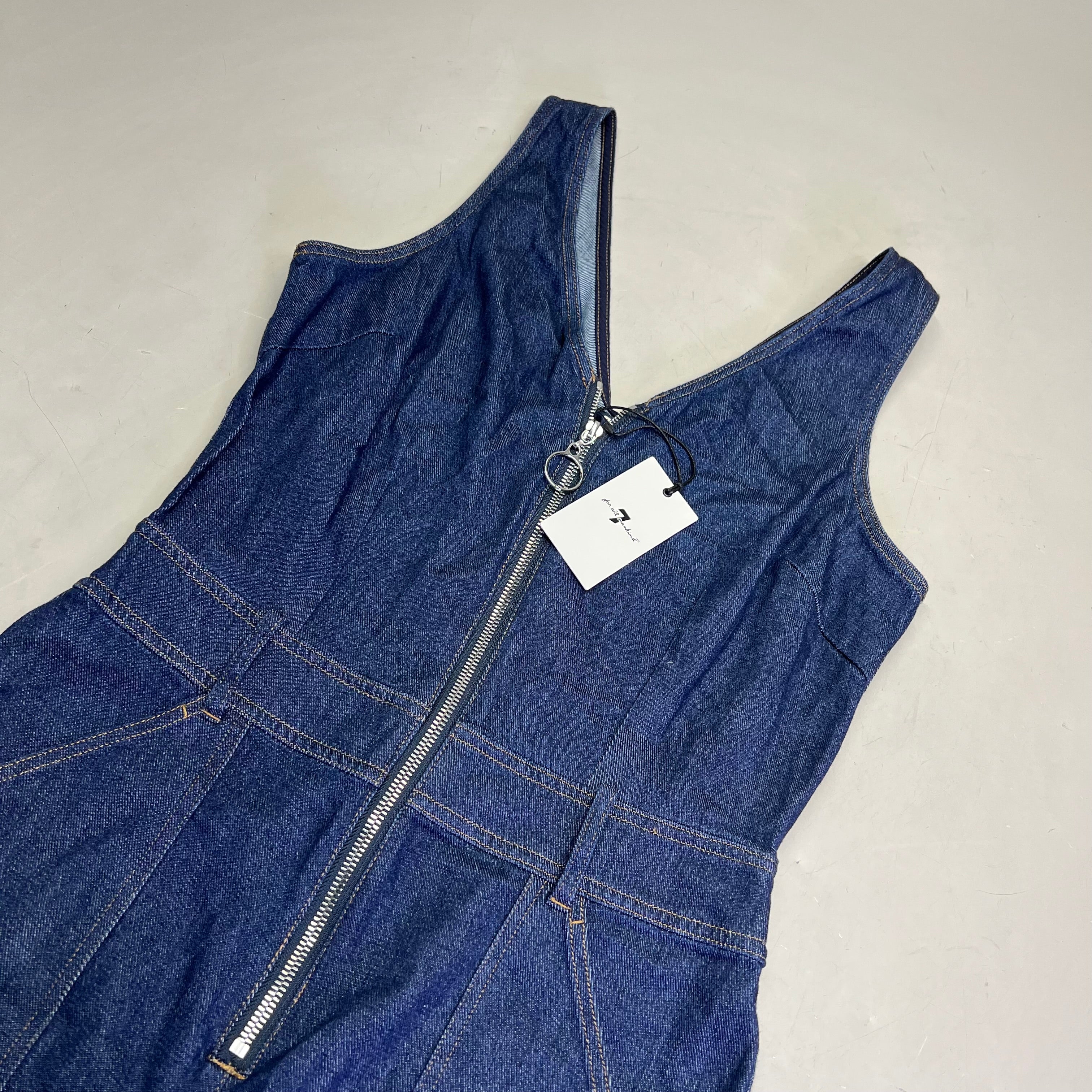 7 FOR ALL MANKIND Soft Denim Zip Up Jumper Womens Sz M Dark Blue AU7190865A WLSR