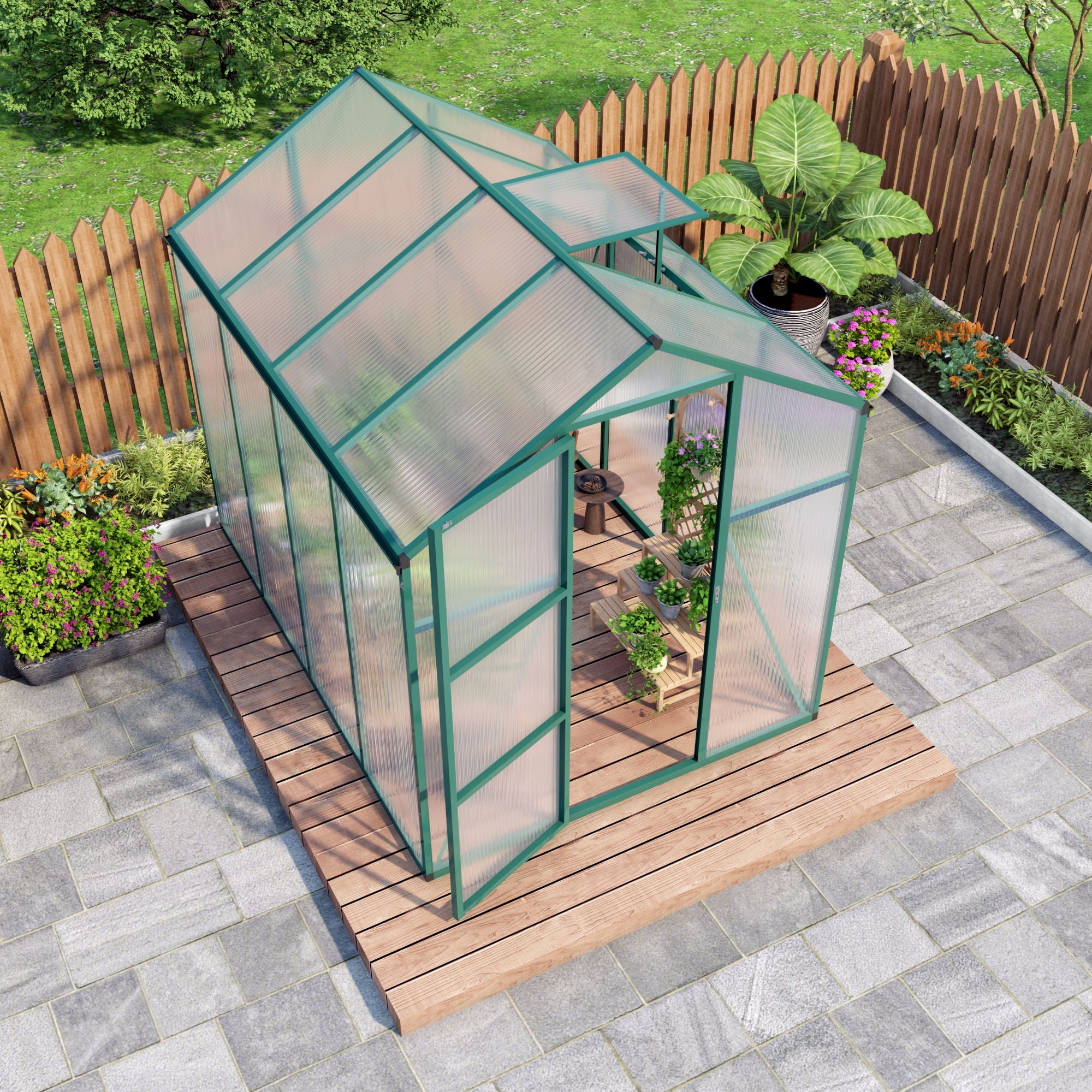 Polycarbonate Walk-In house, Raised Base For Outdoor In All Season