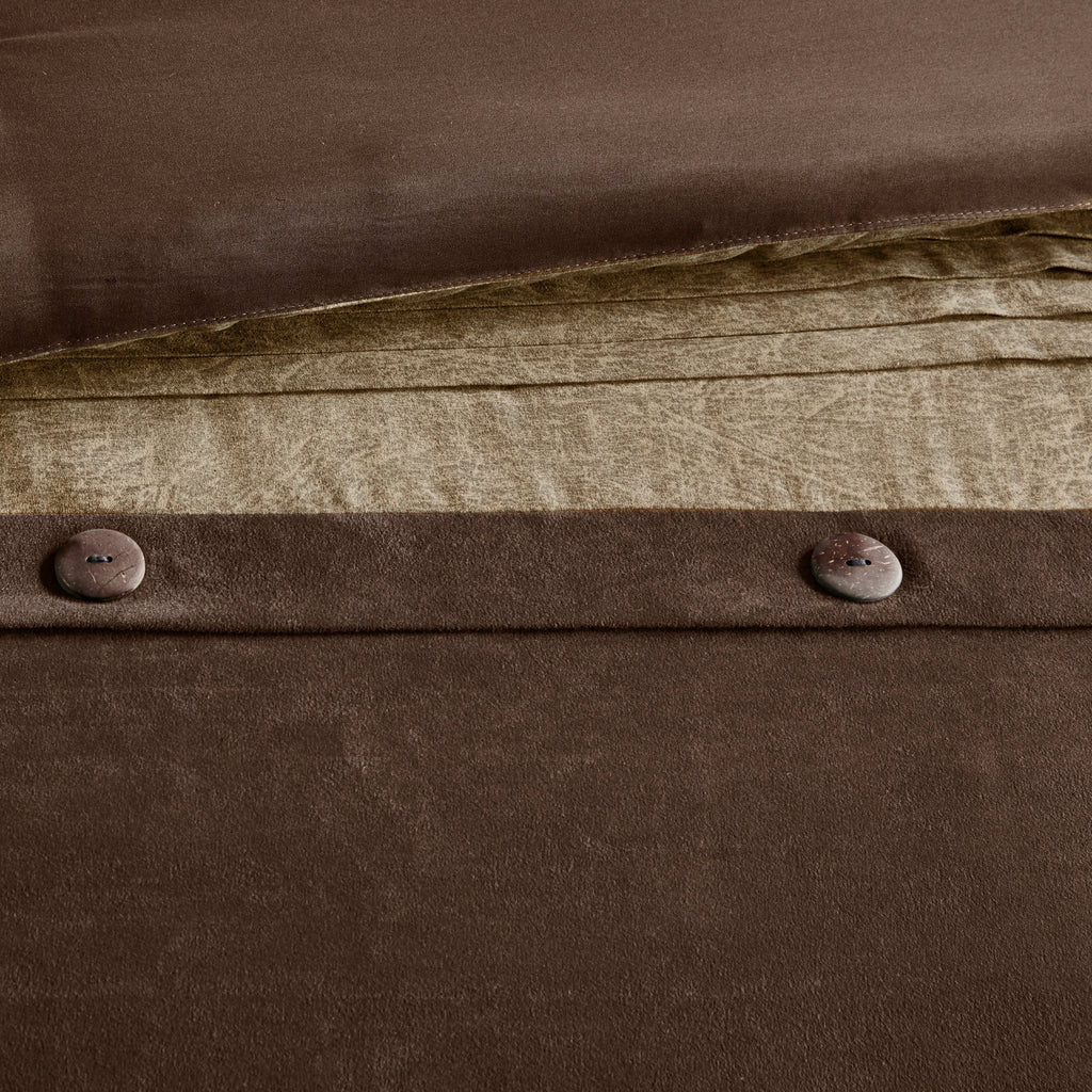 7 Piece Faux Suede Comforter Set Brown California King
