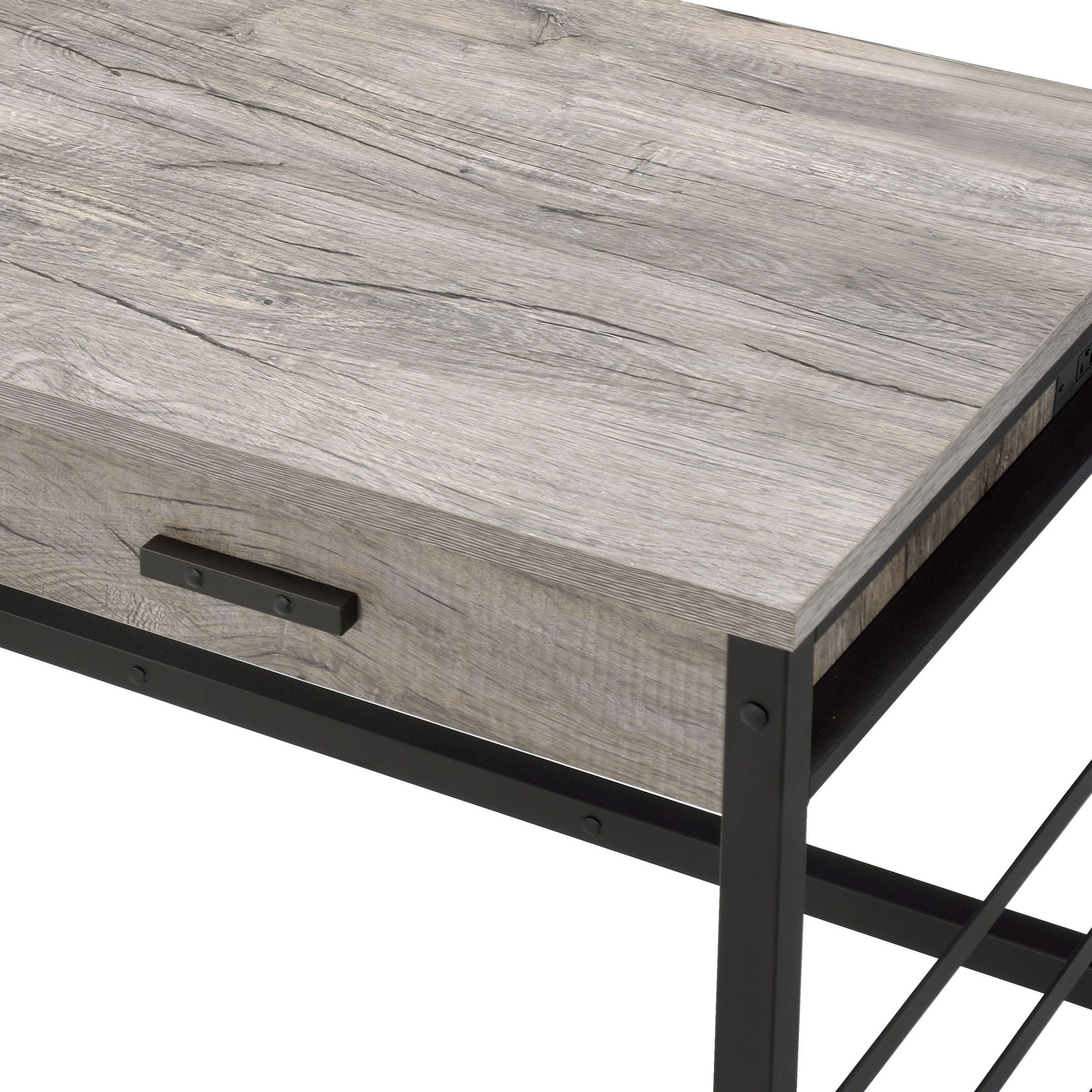 Disho Weathered Writing Desk With USB - Oak