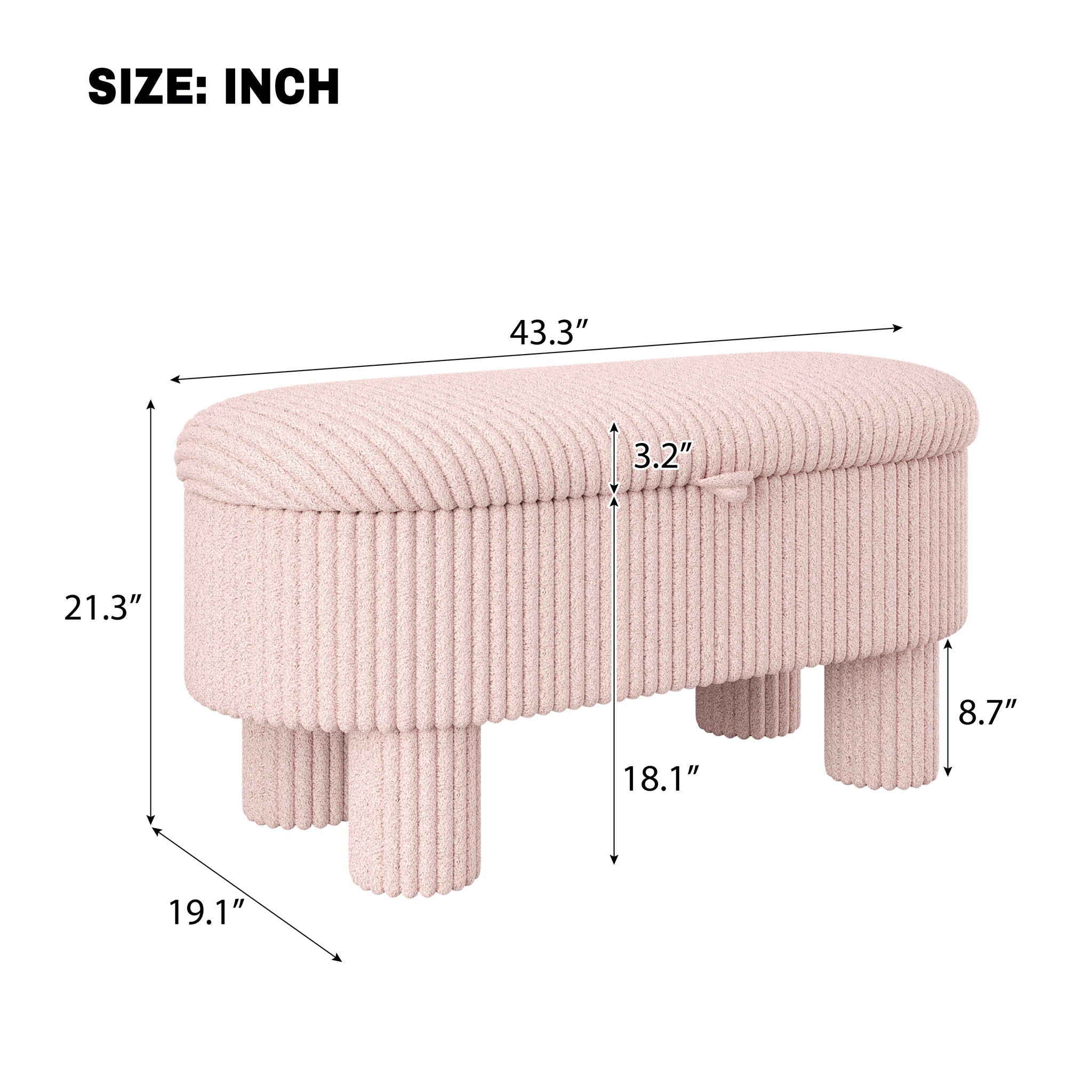 Storage Ottoman Upholstered Bench With Lift-Top Storage