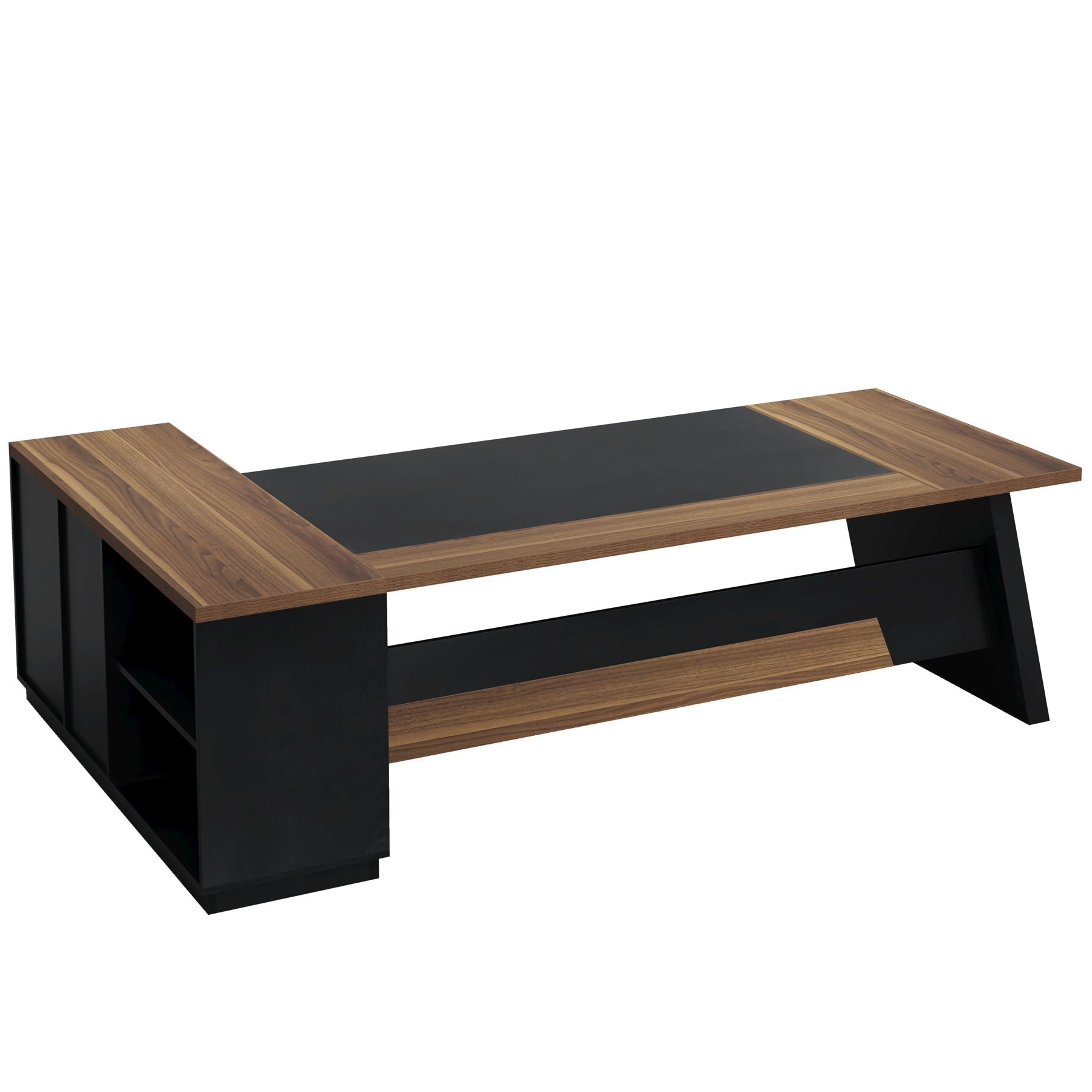 L-Shaped Executive Desk With File Cabinet & Drawers