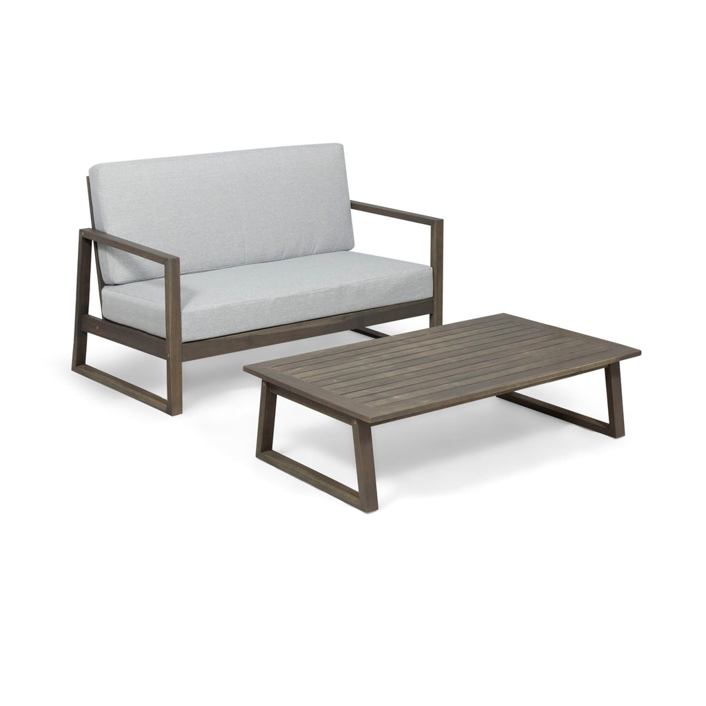 Belgian Loveseat & Coffee Table Set With Water Resistant Cushions