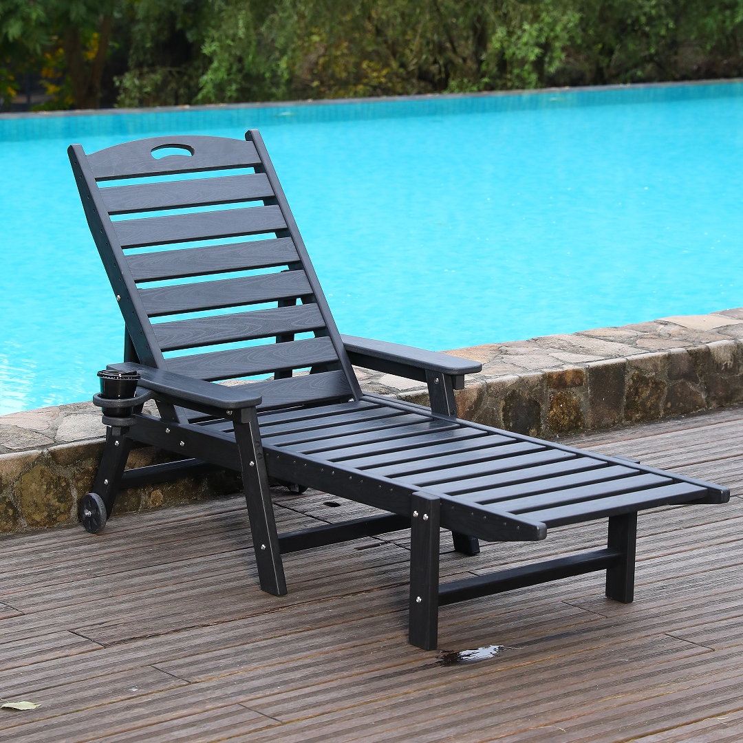 HDPE Chaise Lounge Chair Outdoor with Adjustable Backrest