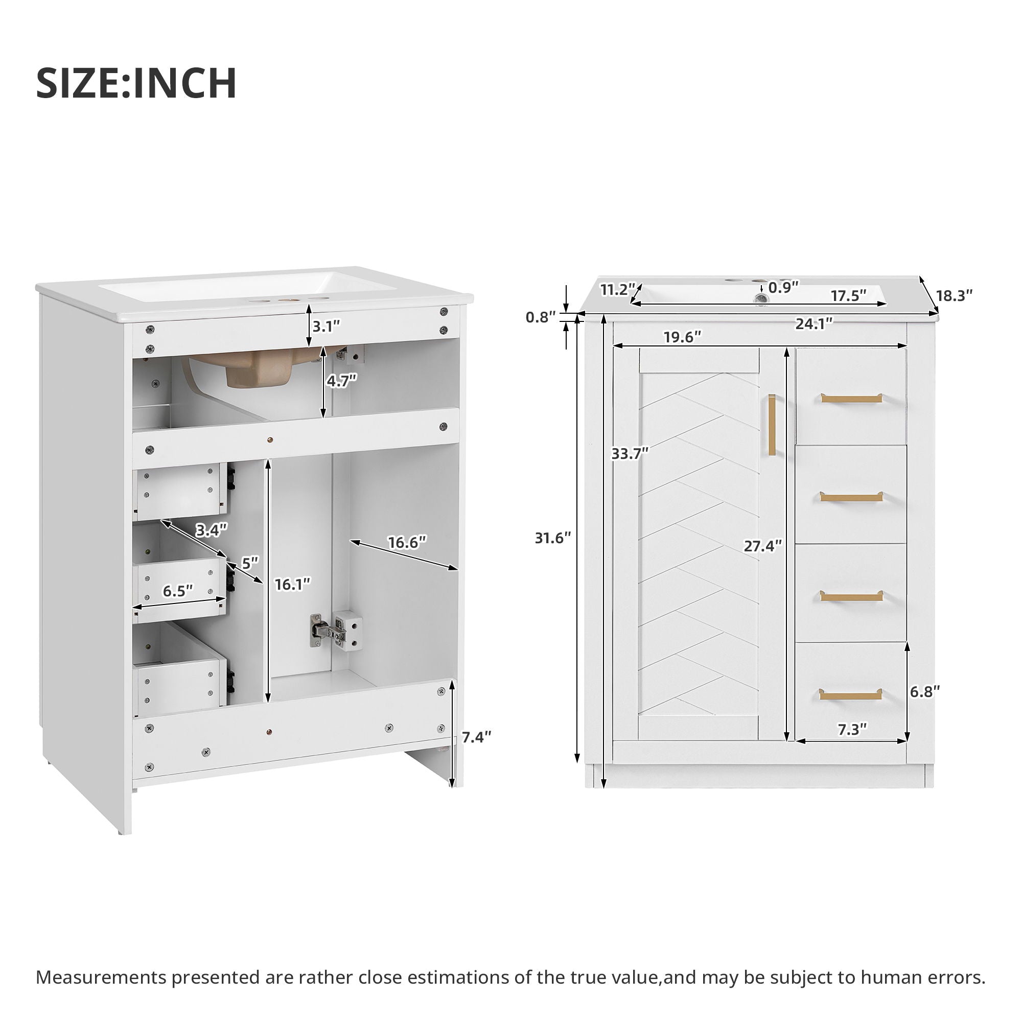 Modern Bathroom Vanity With 1 Door and 3 Drawers