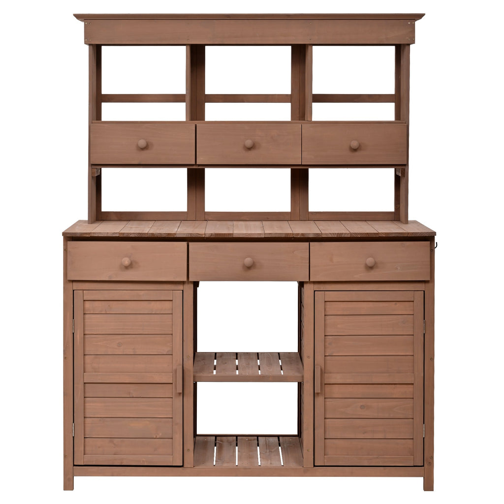 Topmax 65.7'' Tall Garden Potting Bench Table with Hutch