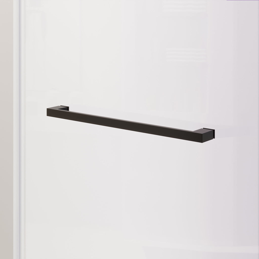 Frameless Double Sliding Soft Close Bathtub Shower Door, 5 / 16" Clear Nano Coated Tempered Glass And 304 Stainless Steel Handle - Matte Black