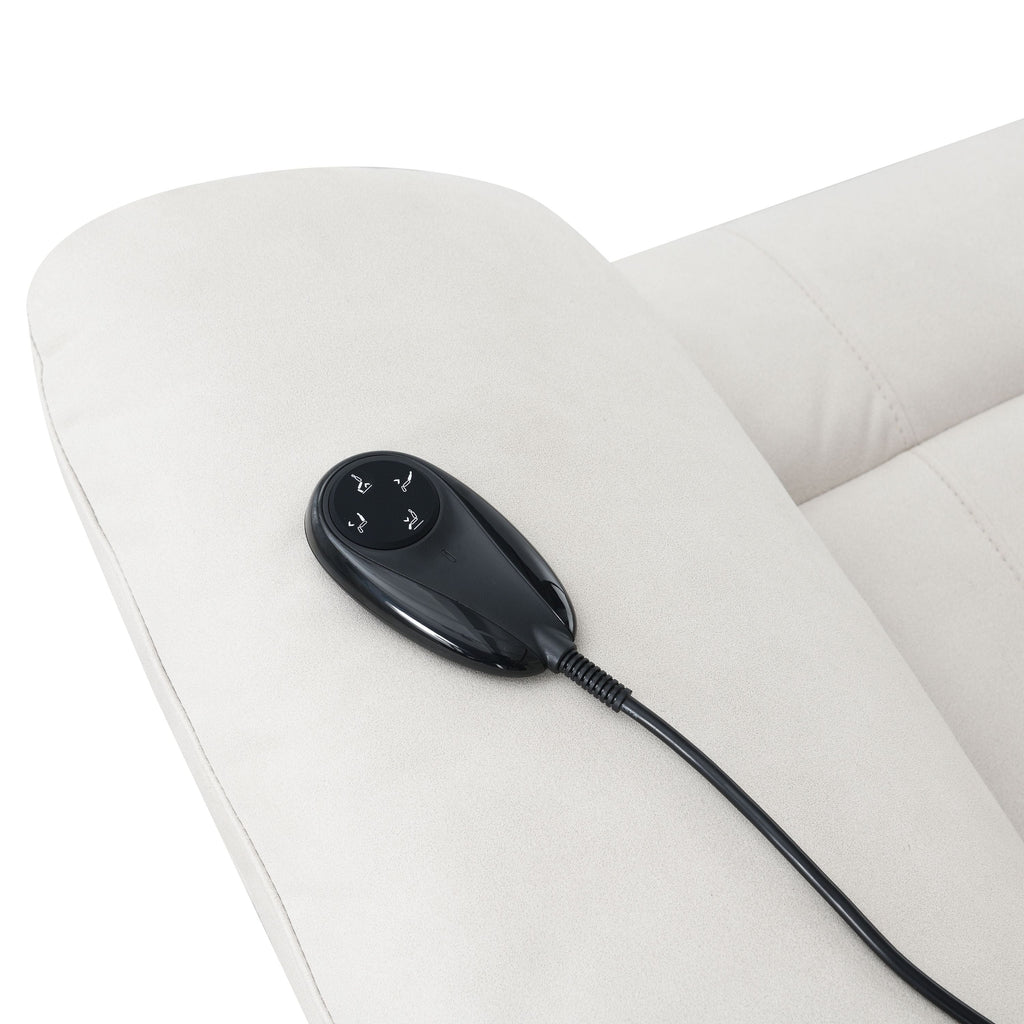 Chriki Beige Fabric Power Recliner with Lift, Heating, and Massage
