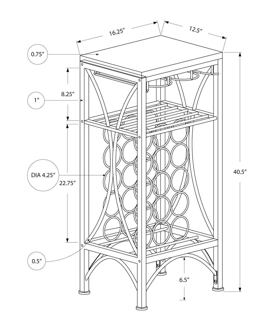 Home Bar Wine Rack – Black