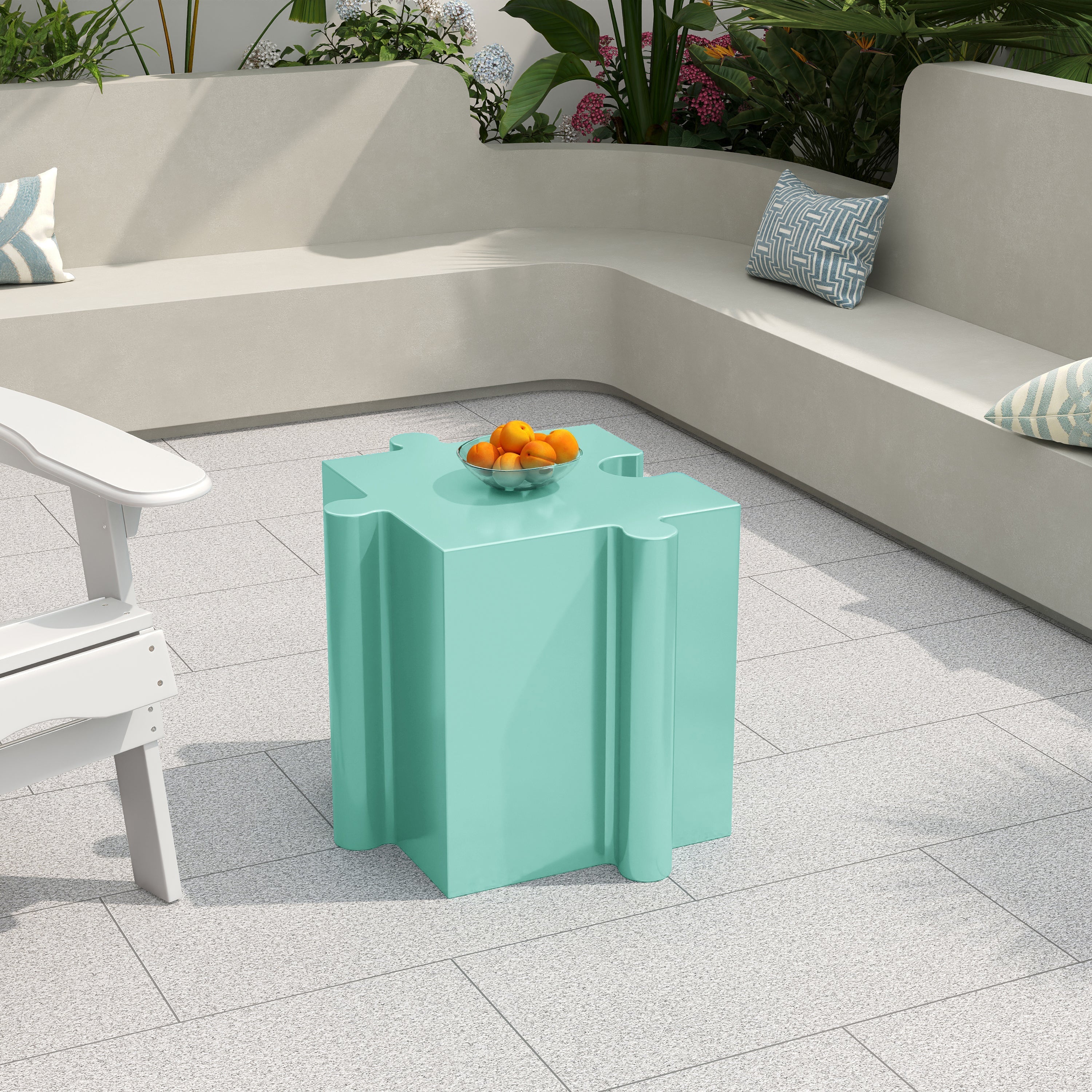 3-Piece Artistic Puzzle Table Set, Modular MGO Side Tables with Interlocking Design