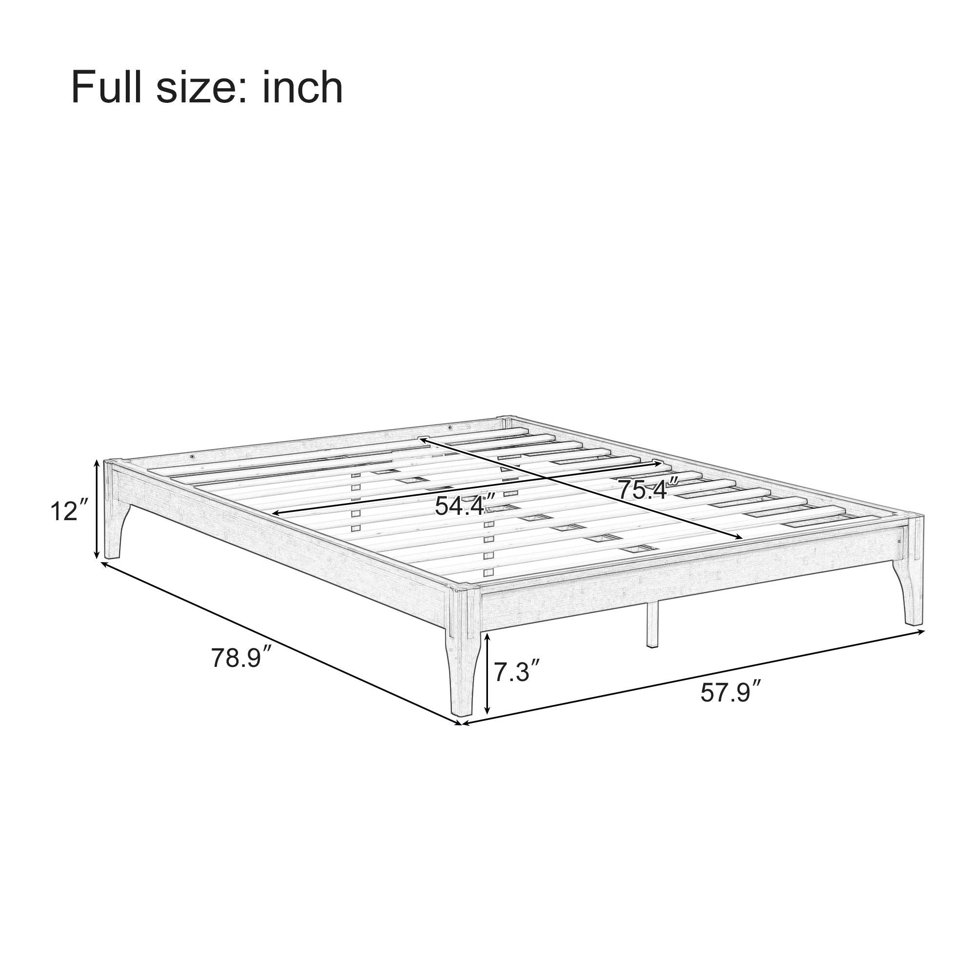 Solid Dry Bamboo Platform Bed Frame, With Slat Support
