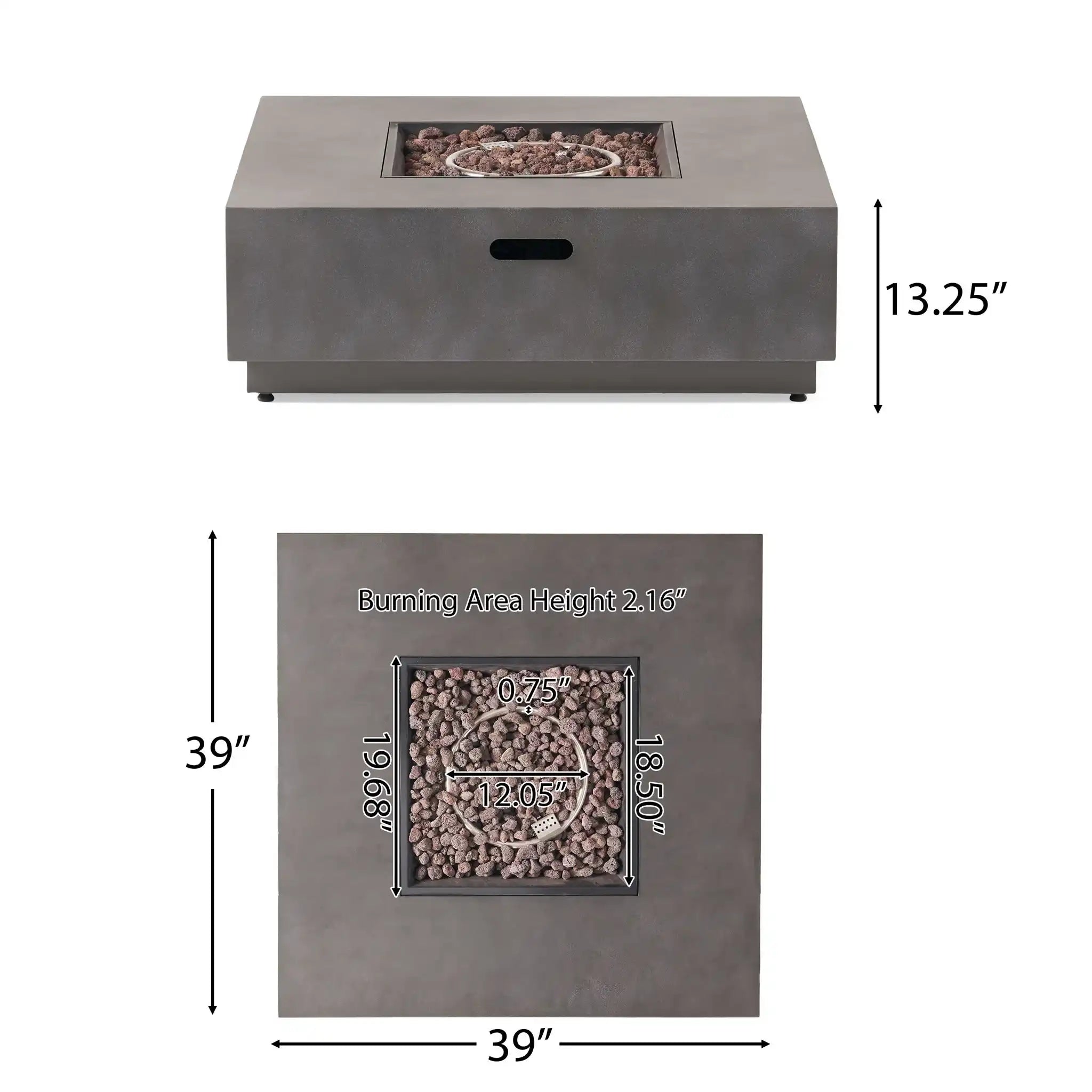 Modern Square Fire Pit With 50,000 BTU