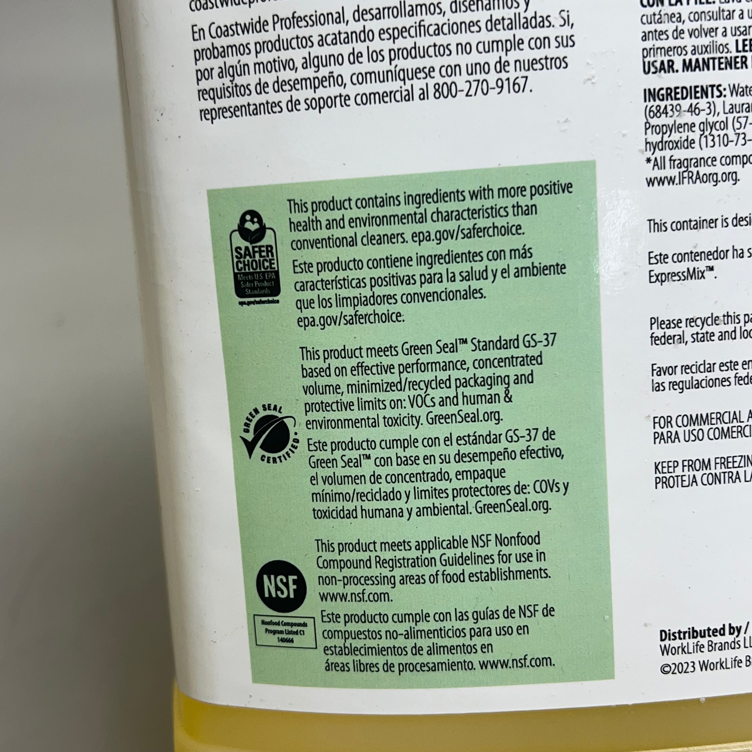 COASTWIDE (2 Pack) All Purpose Neutral Cleaner 6.5L Yellow