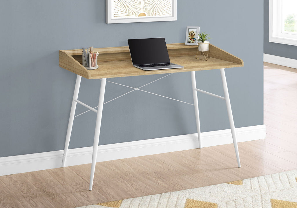 Computer Desk for Home Office, Laptop, Storage Shelves - Natural