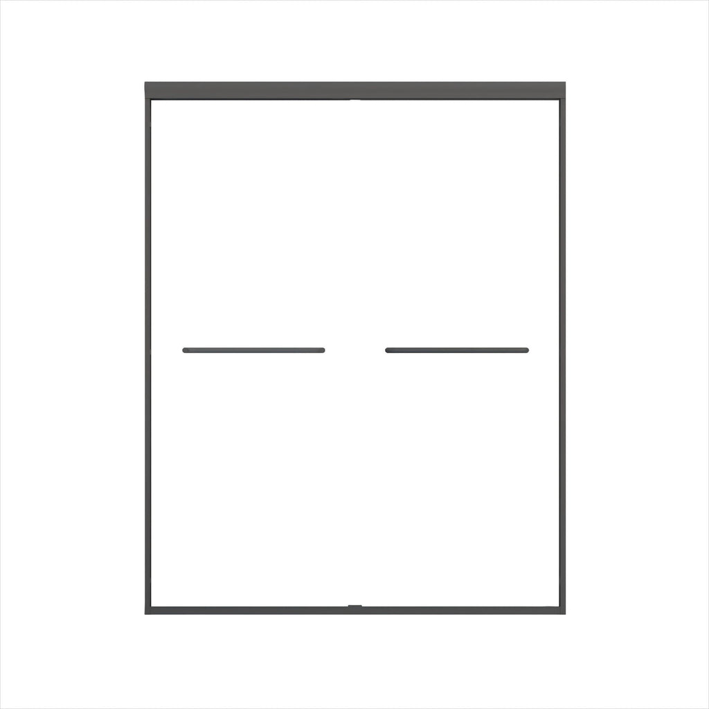 Double Sliding Shower Door, Semi-Frameless Bypass Bathroom Sliding Door With 1/4" (6 Mm) Tempered Glass For Walk-In Shower